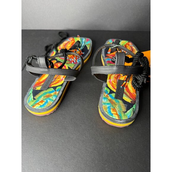 Farm Rio Black Banana Beaded Flat Sandal Size US 9 New in Box w/ dustbag - Picture 6 of 8